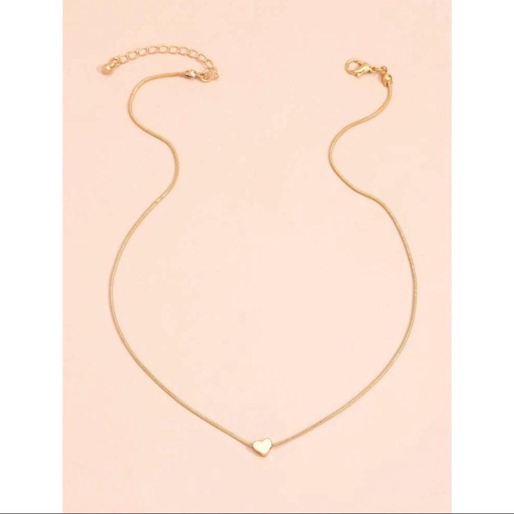 Gold Heart Charm Bead Adjustable Necklace